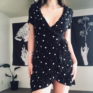 Navy Star Print Wrap Dress ✨